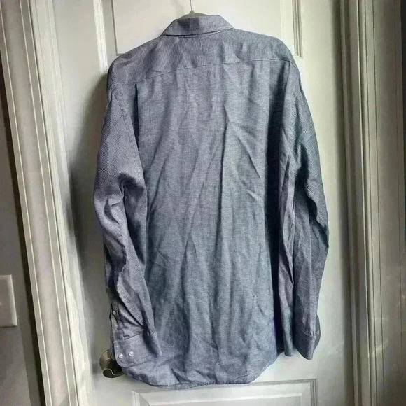 Peter Millar LS Button Down Collar Shirt - 16 1/2 - L Excellent Blue/White Check - Picture 5 of 5